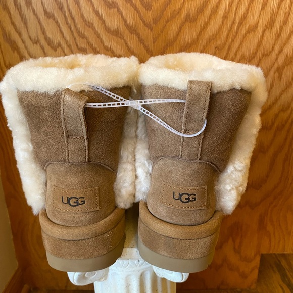 UGG Tan and Cream Shearling Platform Boots - Picture 2 of 8
